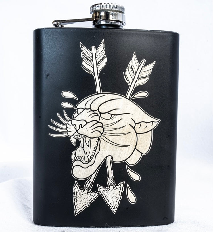 Panther Hip Flask Wet Bucket Tattoo